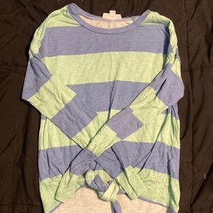 stripes long sleeve tie shirt